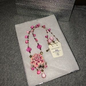NWT gorgeous pink floral necklace and earring set